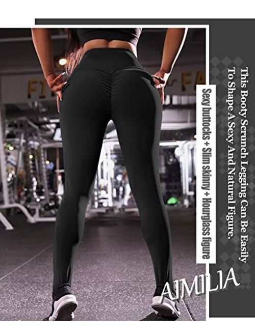 Buy AIMILIA Women's High Waisted Butt Lifting Leggings Ruched Butt Seamless  Booty Yoga Pants Tummy Control Sport Tights online