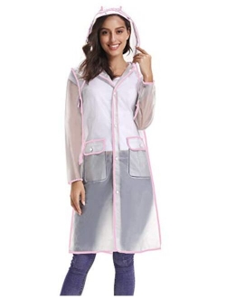 Raincoats with Hoods Portable EVA Poncho for Adults Reusable Rain Coat Rain Gear