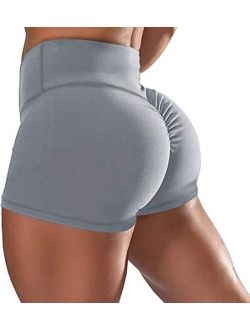 Women Gym Shorts Butt Lifting Ruched Yoga Booty Running Short Tummy Control Leggings High Waisted Pants