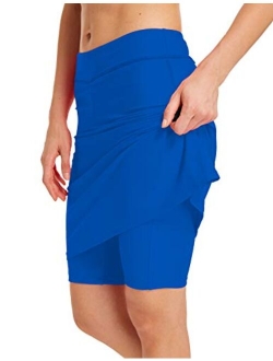 Aunua Women UPF 50+ Active Skirted Shorts Swimming Skorts Capris with Skirt Sun Protection