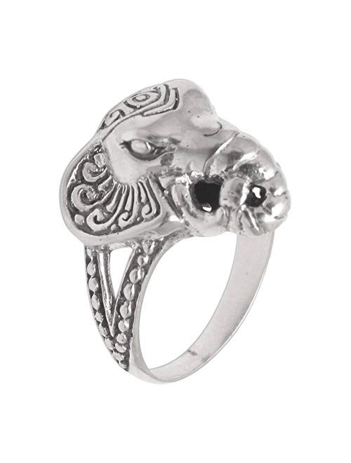 NOVICA .925 Sterling Silver Ring, Elephant King'