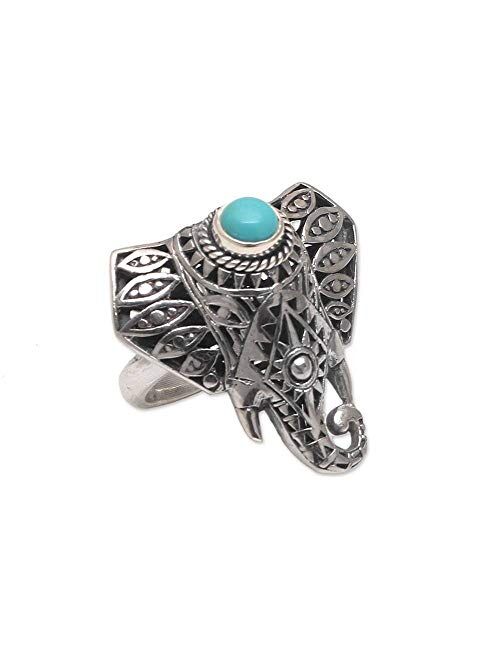 NOVICA Magnesite .925 Sterling Silver Ring 'Elephant Eyes'