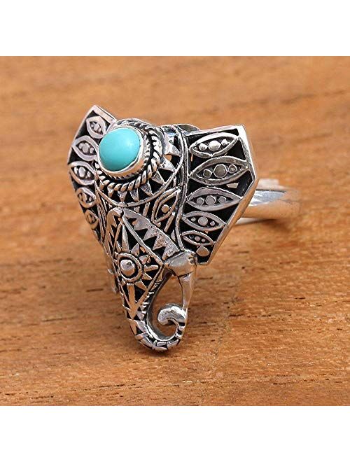 NOVICA Magnesite .925 Sterling Silver Ring 'Elephant Eyes'