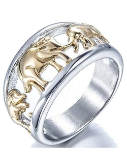 Jude Jewelers Stainless Steel Elephant Wedding Band Cocktail Party Ring