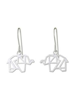 NOVICA .925 Sterling Silver Dangle Earrings 'Elephant Origami'