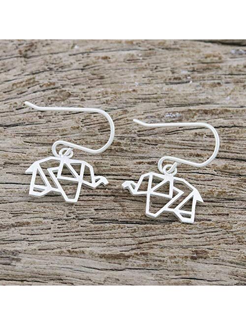 NOVICA .925 Sterling Silver Dangle Earrings 'Elephant Origami'