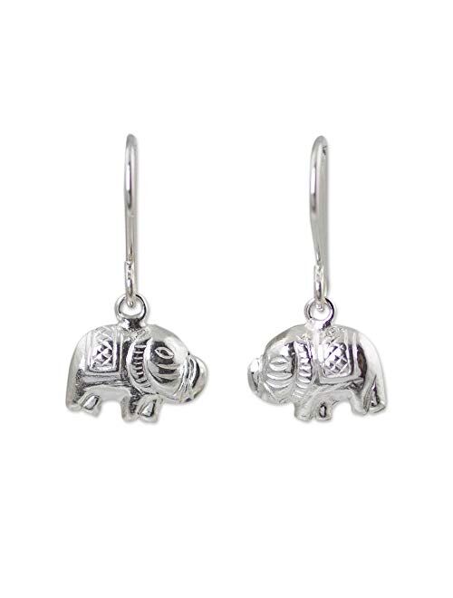 NOVICA .925 Sterling Silver Dangle Earrings, Elegant Elephant'