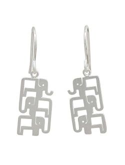 NOVICA .925 Sterling Silver Dangle Earrings 'Elephant Pyramid'