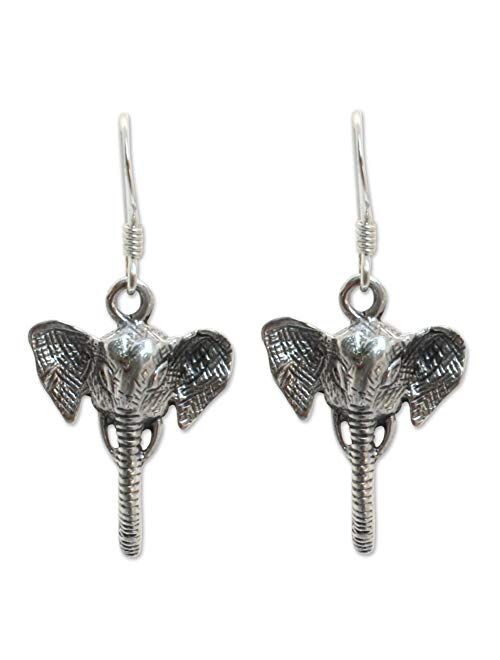 NOVICA .925 Sterling Silver Dangle Earrings, Elephant Guardian'