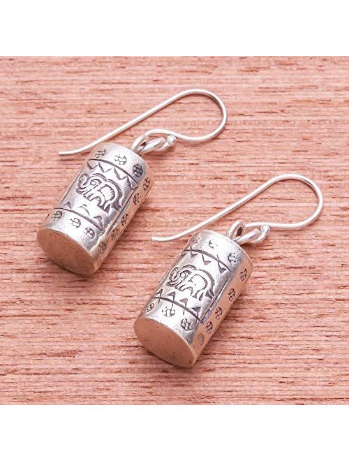 NOVICA No Stone .925 Sterling Silver Dangle Earrings 'Walking Elephant'