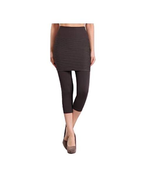 m. rena High Waistband Seamless Legging with Ribbed Skirt. One Size