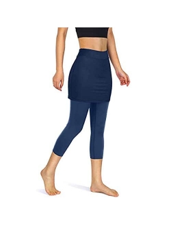 POTO Leggings for Women High Waisted,Womens Yoga Capris Tummy Control Workout Pants Skirted Leggings with Pockets