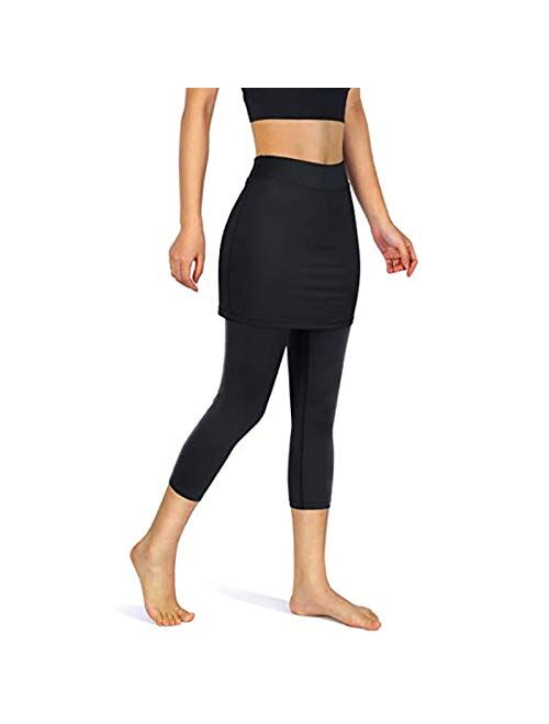 POTO Leggings for Women High Waisted,Womens Yoga Capris Tummy Control Workout Pants Skirted Leggings with Pockets