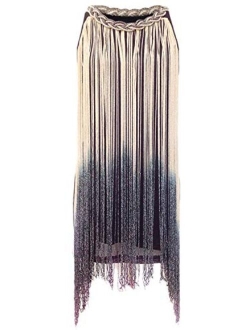 VIJIV Women's 1920s Gatsby Long Swinging Fringe Tassel Flapper Cocktail Dress