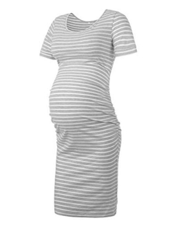 Peauty Daily Wear & Baby Shower, Maternity Bodycon Dress, Ruched Side Short and 3/4 Sleeve Dress