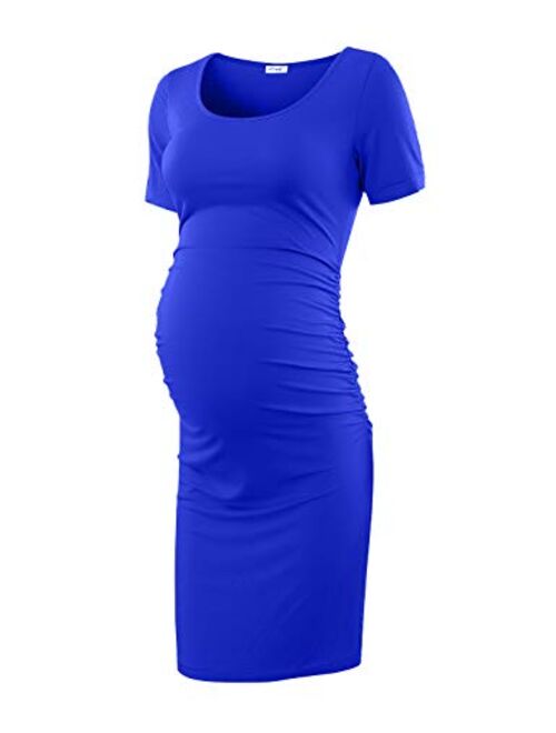 Peauty Daily Wear & Baby Shower, Maternity Bodycon Dress, Ruched Side Short and 3/4 Sleeve Dress