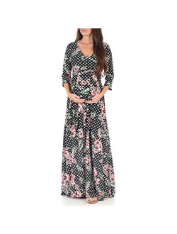 | Ivory Tie-Waist Surplice Maternity Maxi Dress