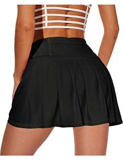 XIEERDUO Women's Athletic Tennis Golf Skirts with Shorts Pockets Acitve High Waisted Running Skorts