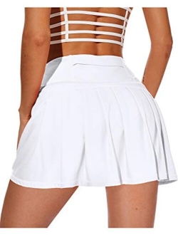 XIEERDUO Women's Athletic Tennis Golf Skirts with Shorts Pockets Acitve High Waisted Running Skorts