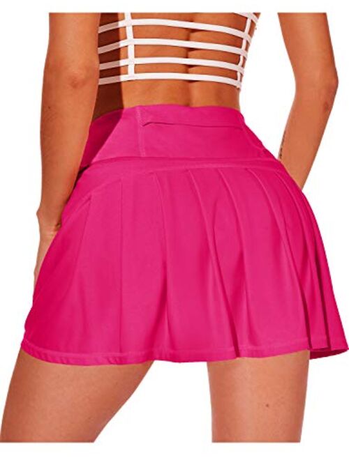 XIEERDUO Women's Athletic Tennis Golf Skirts with Shorts Pockets Acitve High Waisted Running Skorts