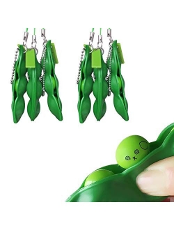 Acerich 3 Pack Edamame Keychain Fidget Toys - Squeeze-a-Bean Puchi Puti Mugen Keyring Pea Keychain Soybean Toys Gift