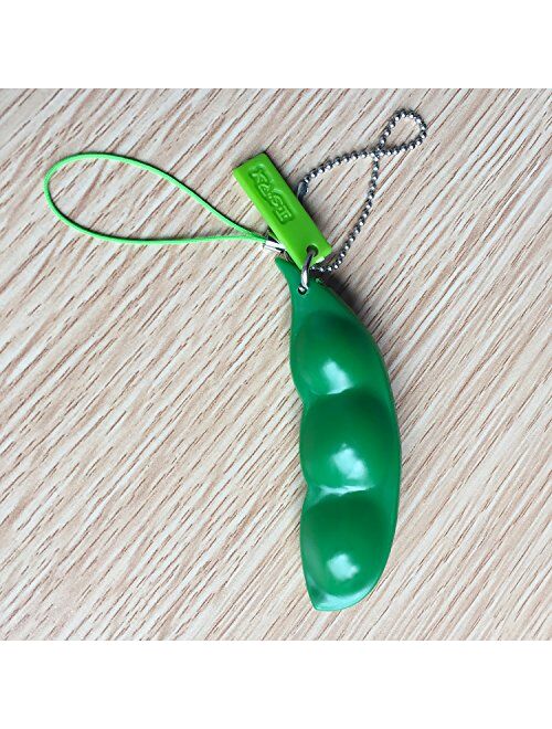 Acerich 3 Pack Edamame Keychain Fidget Toys - Squeeze-a-Bean Puchi Puti Mugen Keyring Pea Keychain Soybean Toys Gift