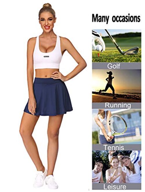 Buy COOrun Womens Pleated Tennis Skirts with Shorts and Pockets