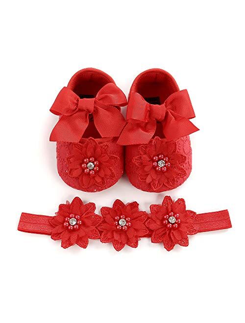 Infant Girl Shoes Mary Jane Flats Wedding Dress Shoes Soft Sole Baby Girls Crib Shoe Baby Princess Shoe First Walkers