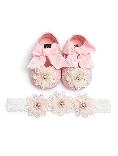 Infant Girl Shoes Mary Jane Flats Wedding Dress Shoes Soft Sole Baby Girls Crib Shoe Baby Princess Shoe First Walkers