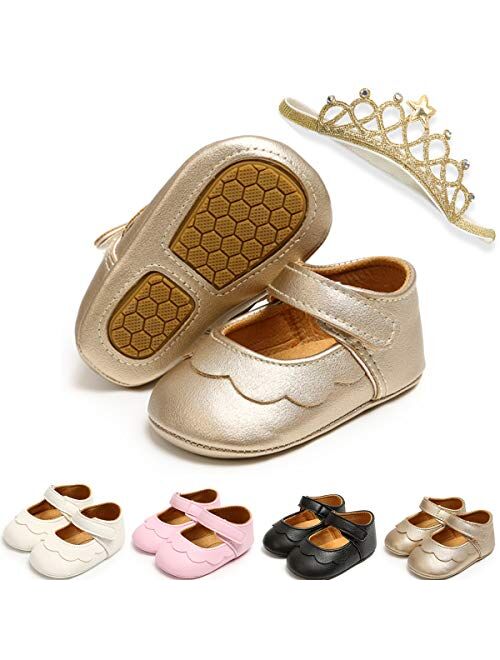 Infant Girl Shoes Mary Jane Flats Wedding Dress Shoes Soft Sole Baby Girls Crib Shoe Baby Princess Shoe First Walkers