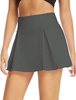 Women's Athletic Stretch Skort Pleated Skirt with Shorts and Pocket for Running Tennis Golf Workout Cheerleading