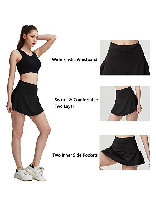 Sobrisah Women's Athletic Skort Pleated Tennis Skirts Girls Golf Skirt Running Shorts with Pocket