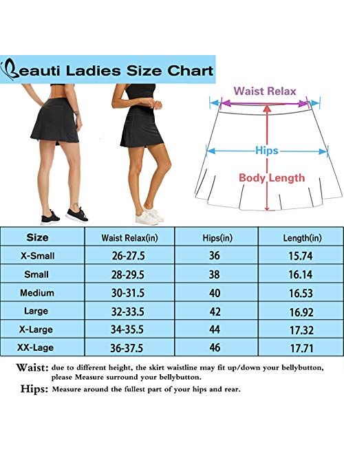 Ibeauti Womens Athletic Stretch Tennis Golf Skirts Skorts with Hidden Pockets Shorts Underneath Quick Dry