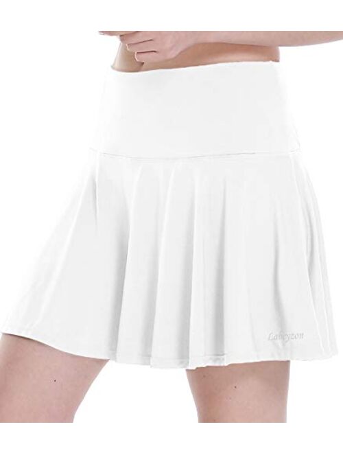 LABEYZON Women's Athletic Tennis Skirt Workout Casual Golf Sport Skorts Running Pleated Skater Shorts Ball Pockets