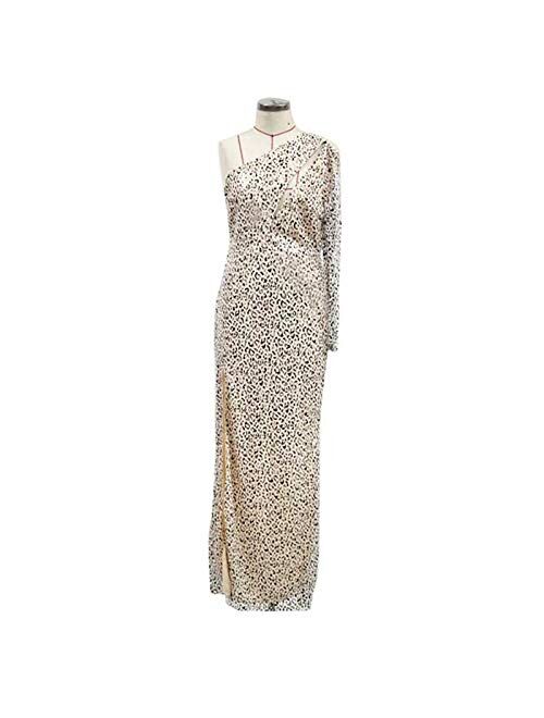 wo-fusoul Women's Evening Dress, Fashion Sexy One Shoulder Sequin Long Sleeve Slim Dress