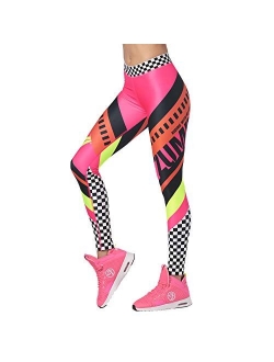 Zumba Dance Workout Wide Jacquard Waistband Leggings for Women