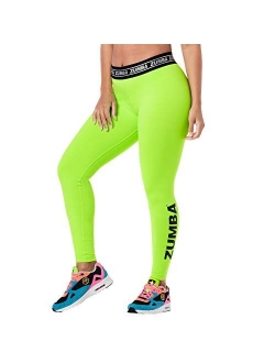 Zumba Dance Workout Wide Jacquard Waistband Leggings for Women