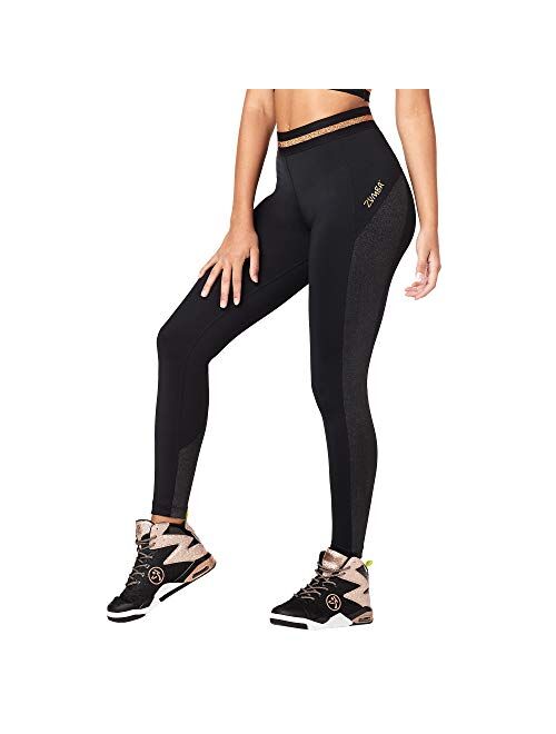 Zumba Dance Workout Wide Jacquard Waistband Leggings for Women