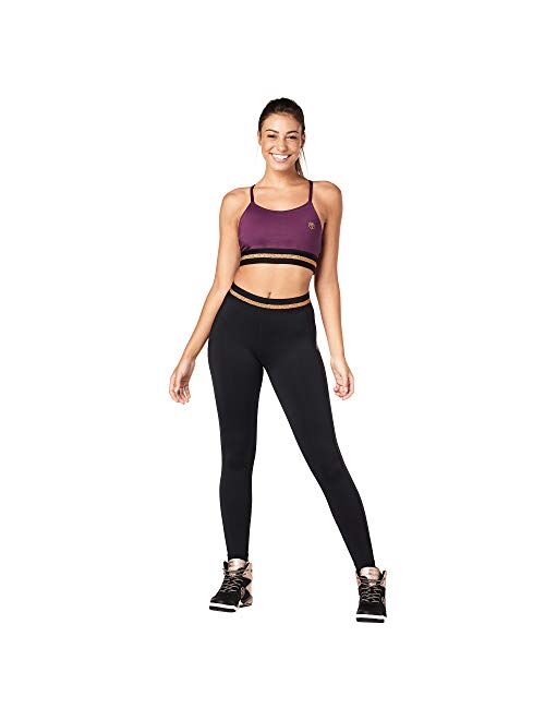 Zumba Dance Workout Wide Jacquard Waistband Leggings for Women