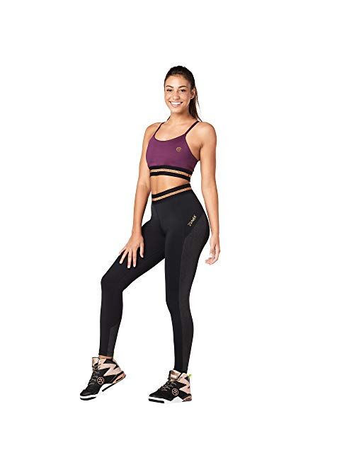 Zumba Dance Workout Wide Jacquard Waistband Leggings for Women