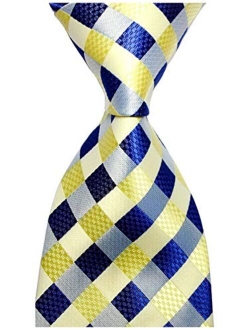 Scott Alone : New Classic Checks Jacquard Woven Silk Men's Tie Necktie