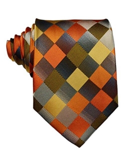 Scott Alone : New Classic Checks Jacquard Woven Silk Men's Tie Necktie