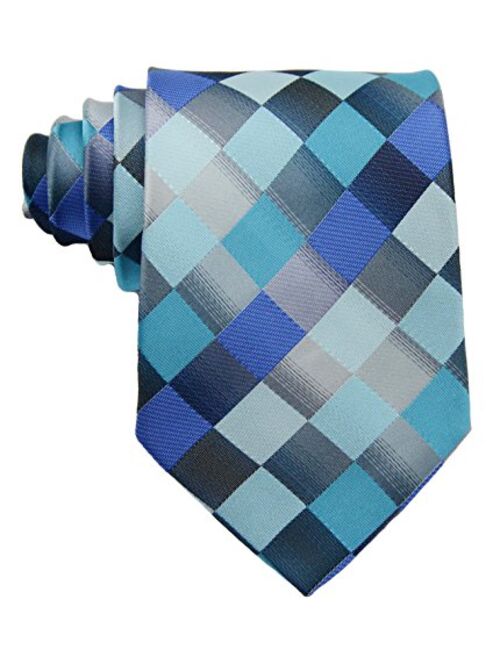 Scott Alone : New Classic Checks Jacquard Woven Silk Men's Tie Necktie