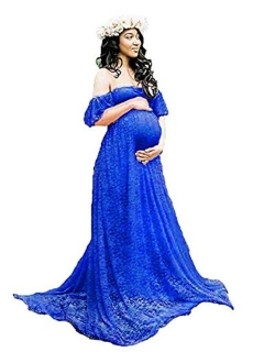 Sicily Women's Lace Off-Shoulder Long Maternity Dress Plus Photography