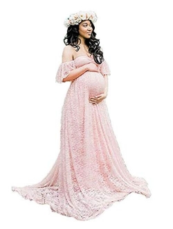 Sicily Women's Lace Off-Shoulder Long Maternity Dress Plus Photography