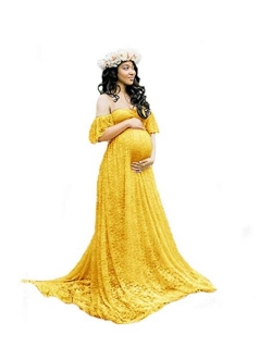 Sicily Women's Lace Off-Shoulder Long Maternity Dress Plus Photography