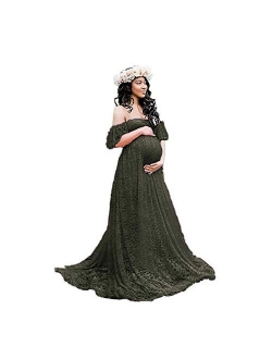 Sicily Women's Lace Off-Shoulder Long Maternity Dress Plus Photography