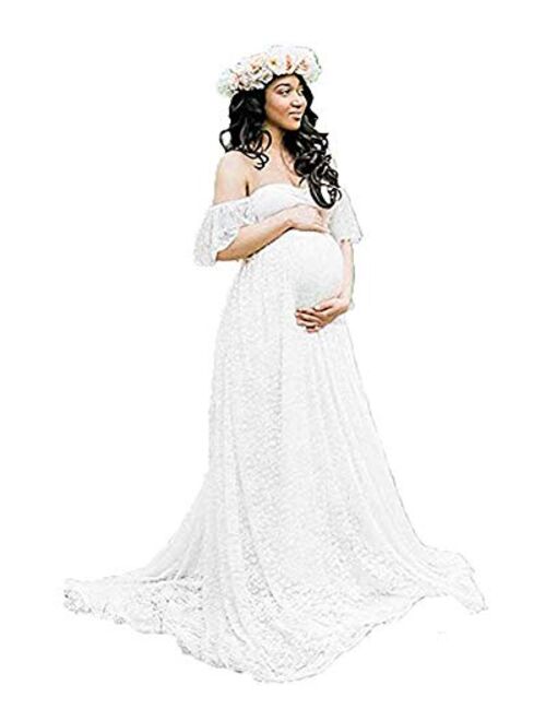 Sicily Women's Lace Off-Shoulder Long Maternity Dress Plus Photography