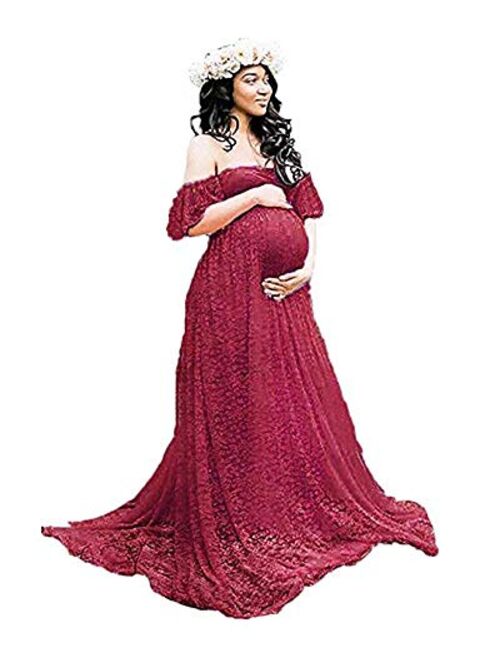 Sicily Women's Lace Off-Shoulder Long Maternity Dress Plus Photography