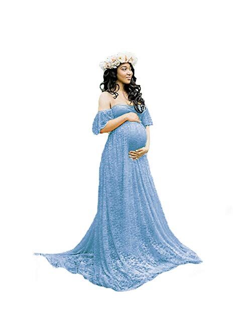 Sicily Women's Lace Off-Shoulder Long Maternity Dress Plus Photography